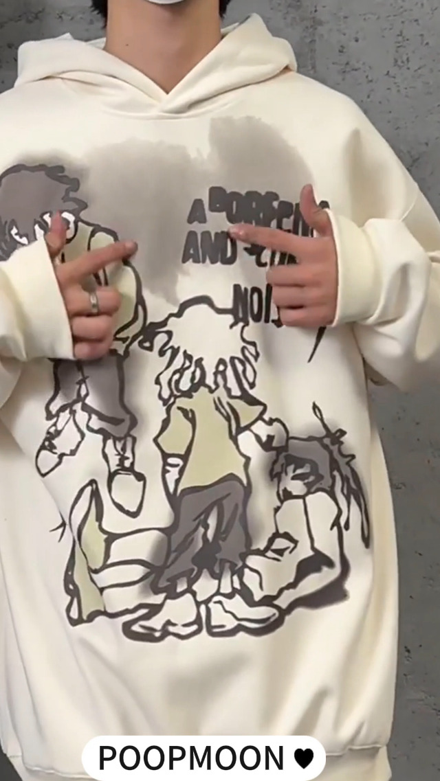POOPMOOM Y2k Hoodie Oversized Sweatshirt Men Women Grunge Harajuku